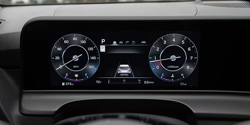 Modern digital automotive instrument cluster display