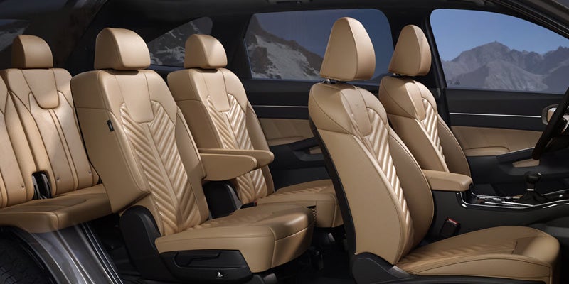 2026 Kia Sorento interior with three-row seating, premium materials, and flexible cargo space in Batesville, AR